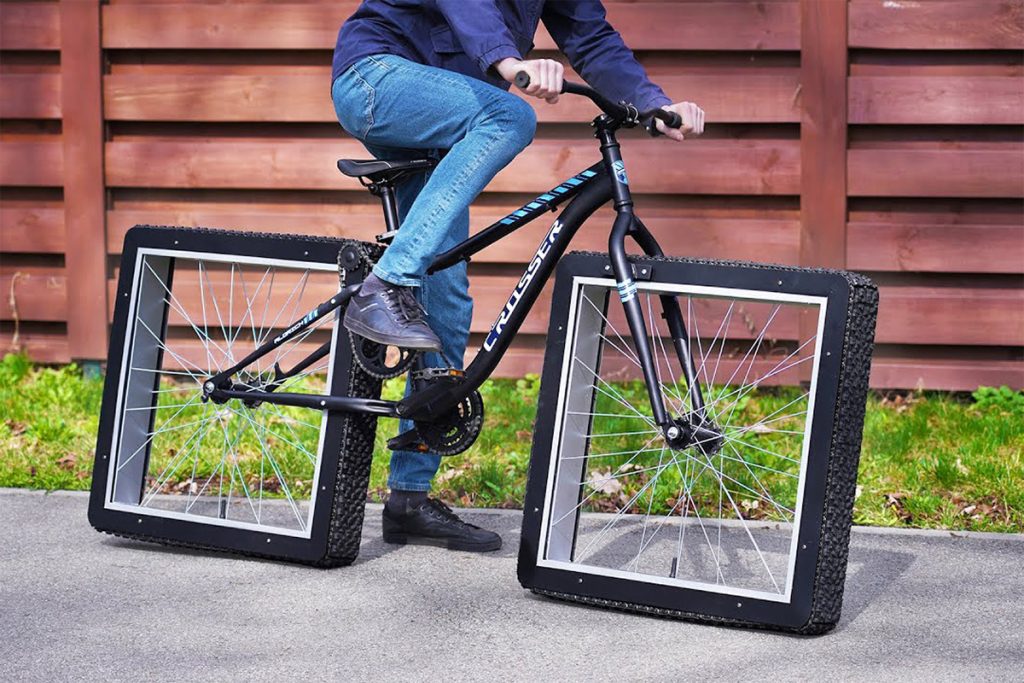 Engineer defies physics with squarewheeled bicycle