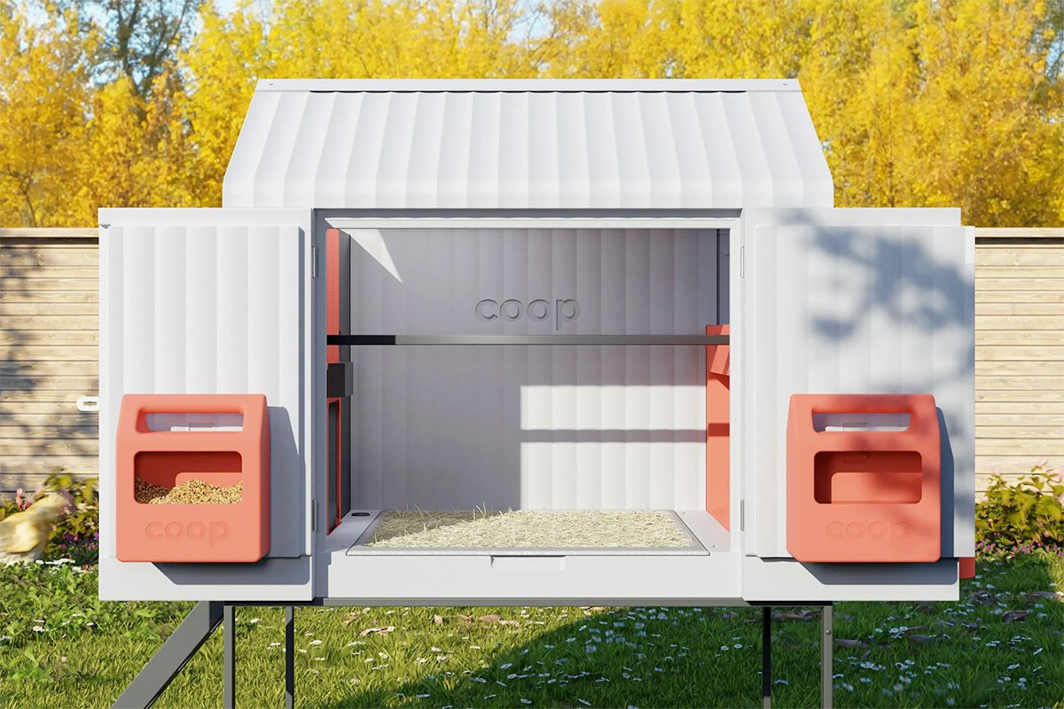 The Coop Side Open for Cleaning