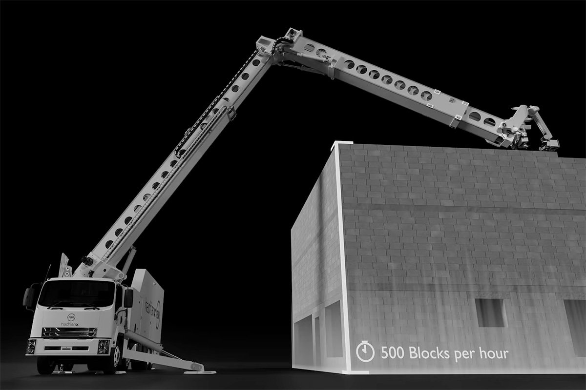 FBR Next-Gen Hadrian X Bricklaying Robot Telescoping Boom Arm