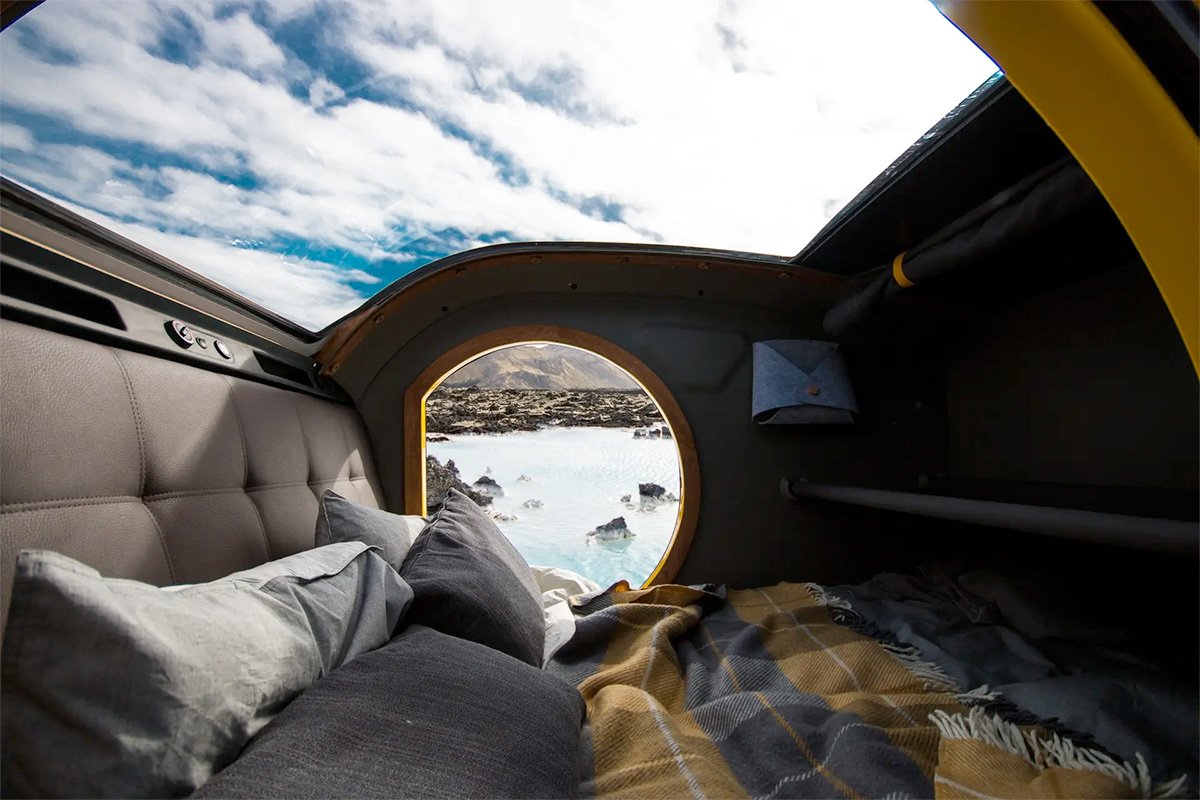 Mink-E All-electric Teardrop Trailer Skylight Round Doors