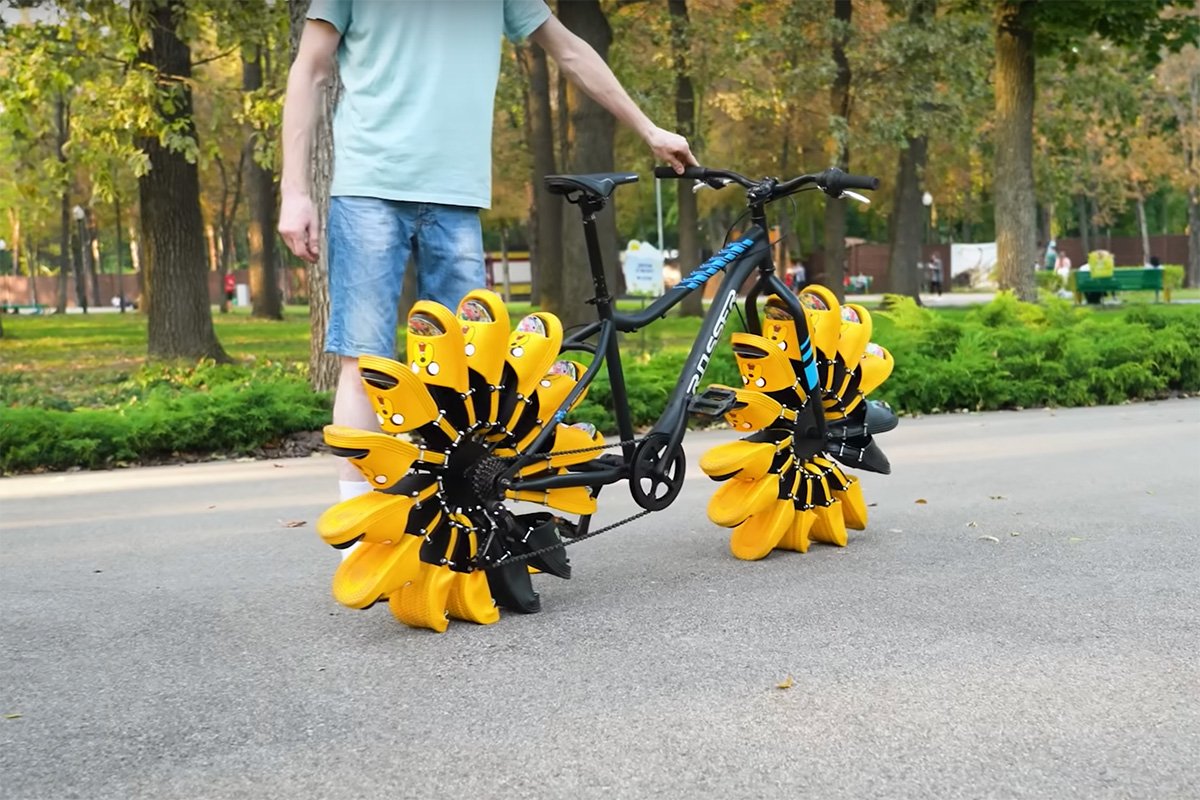 The Q Slippers Bicycle On Road