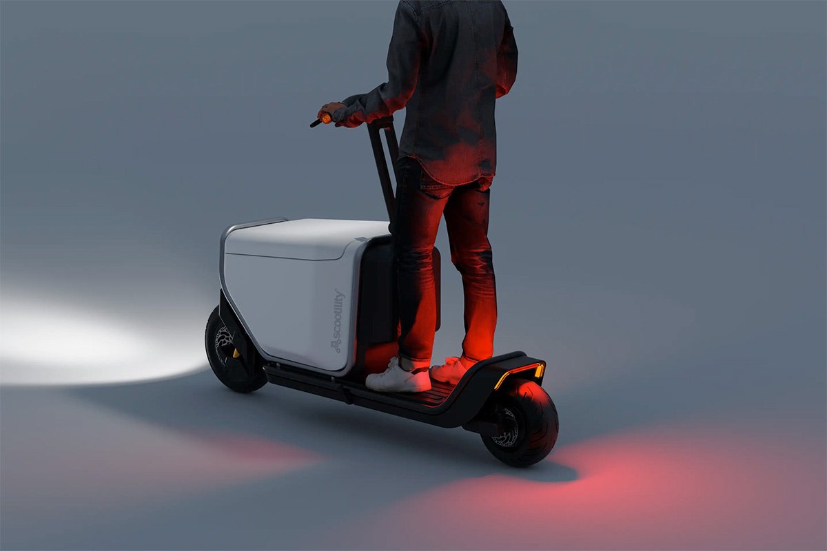 Scootility Electric Cargo Scooter Front Rear Lighting