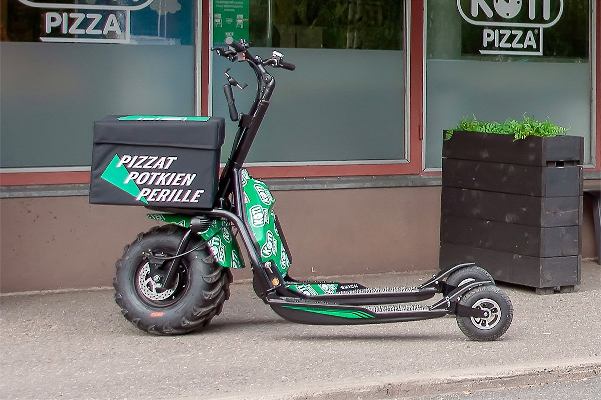 Skick Electric Snowmobile Pizza Delivery