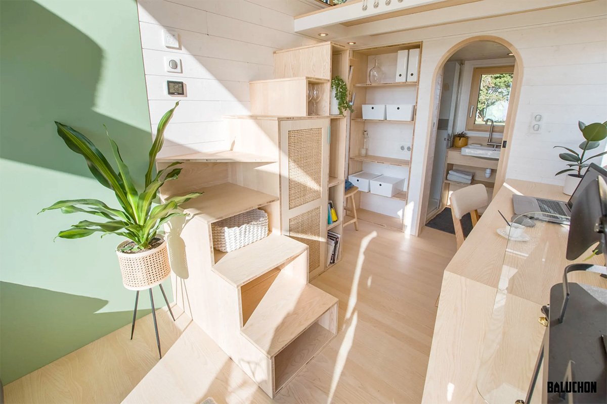 Baluchon Bois Perdus Tiny House Storage-Integrated Staircase