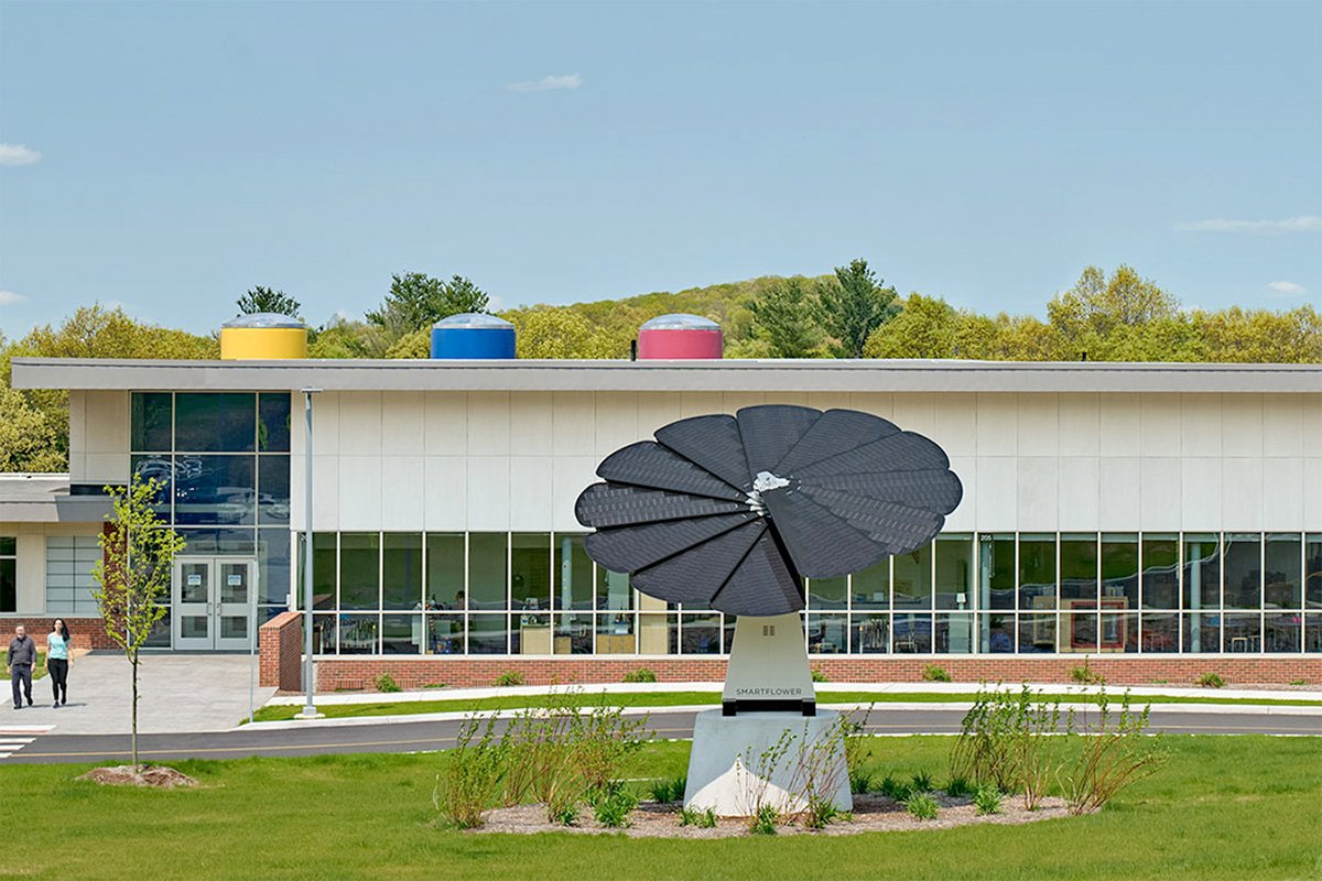Smartflower Sun-tracking Solar Sculpture Buckley Elementary School