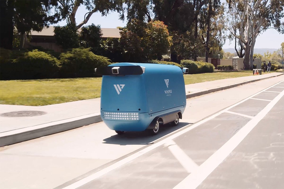 Vayu Robotics AI Autonomous Delivery Robot Bike Path