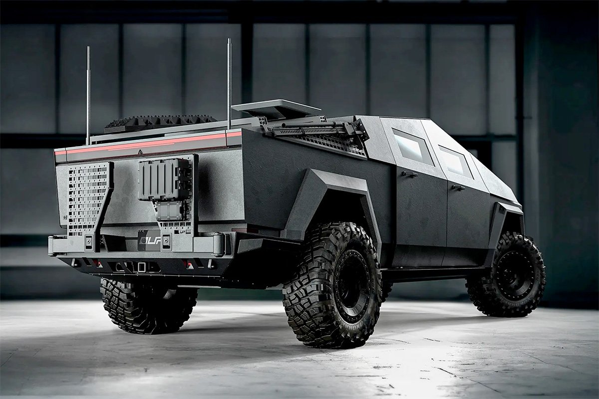 Jet-fueled Cybertruck Sting Series APC Protector