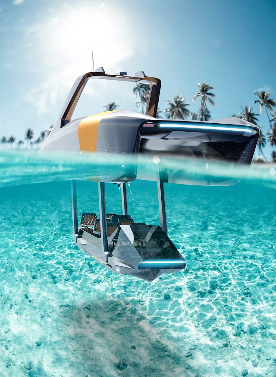 Semi-submersible Platypus Craft Passenger Pod Lowered