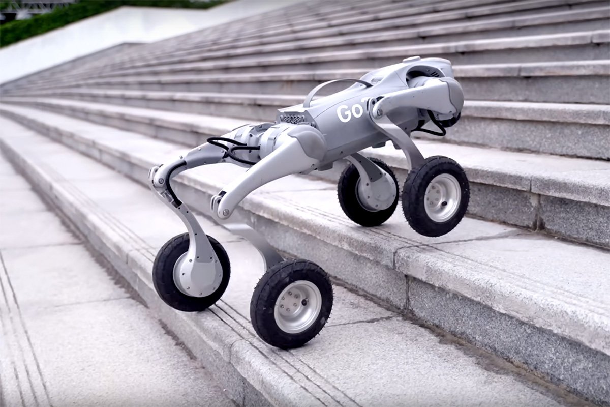 Unitree Go2-W Wheeled Robodog Stairs