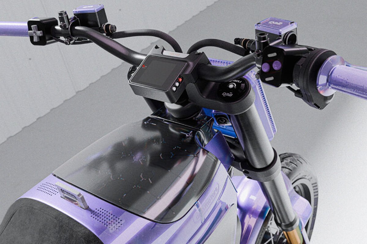 DAB 1a Electric Motorcycle Atomic Purple Handlebar Controls Start Key