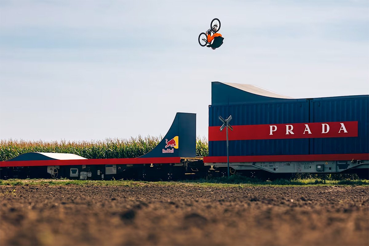 Dawid Godziek World-first Bike Flip on Moving Train
