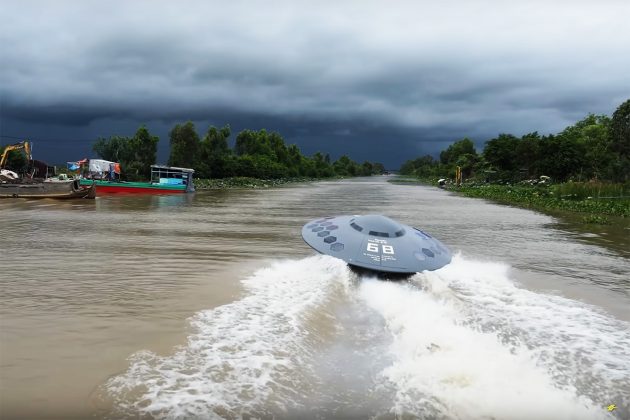 UFO Jet Boat Expels Water