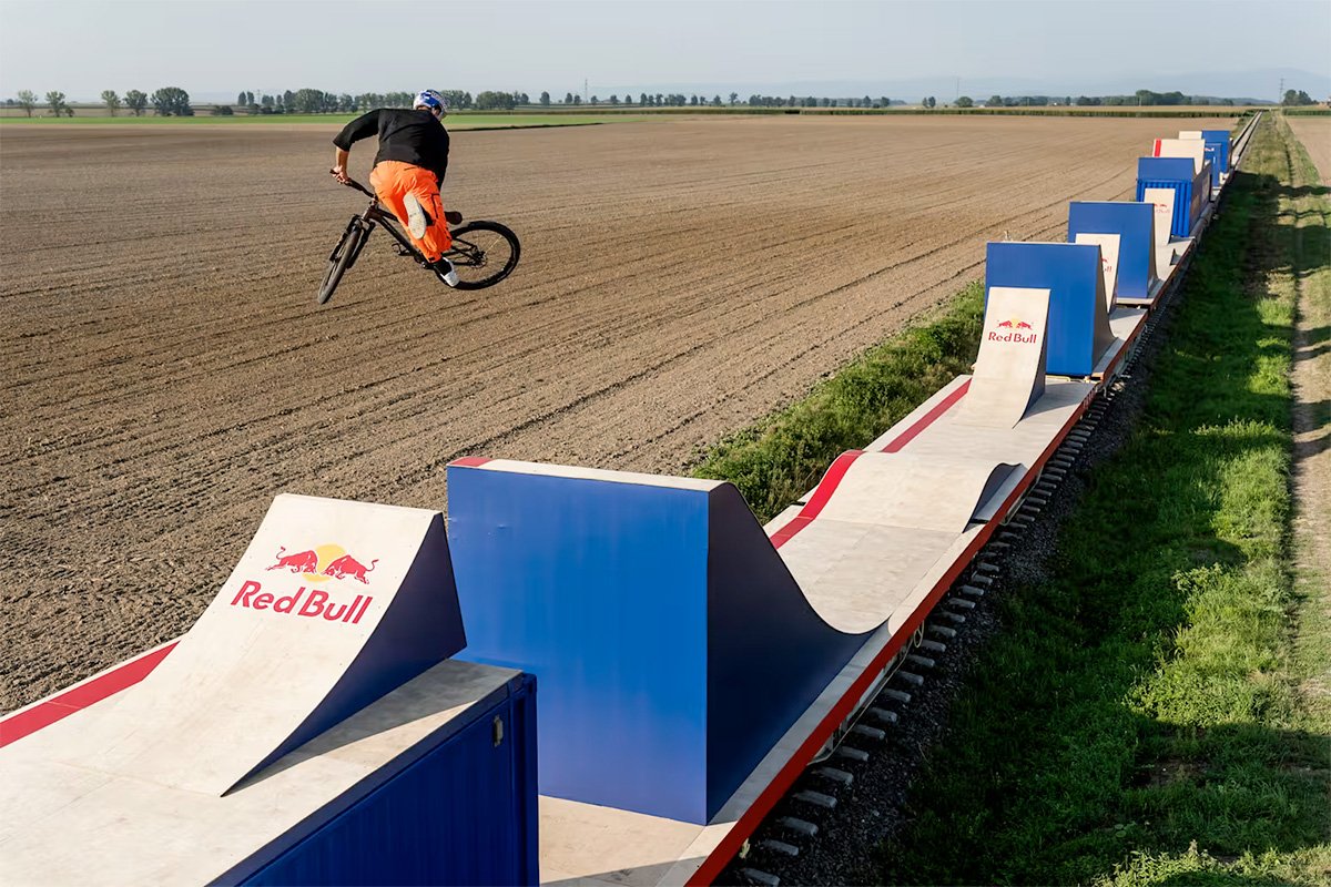 World-first Bike Flip on Moving Train Narrow Track