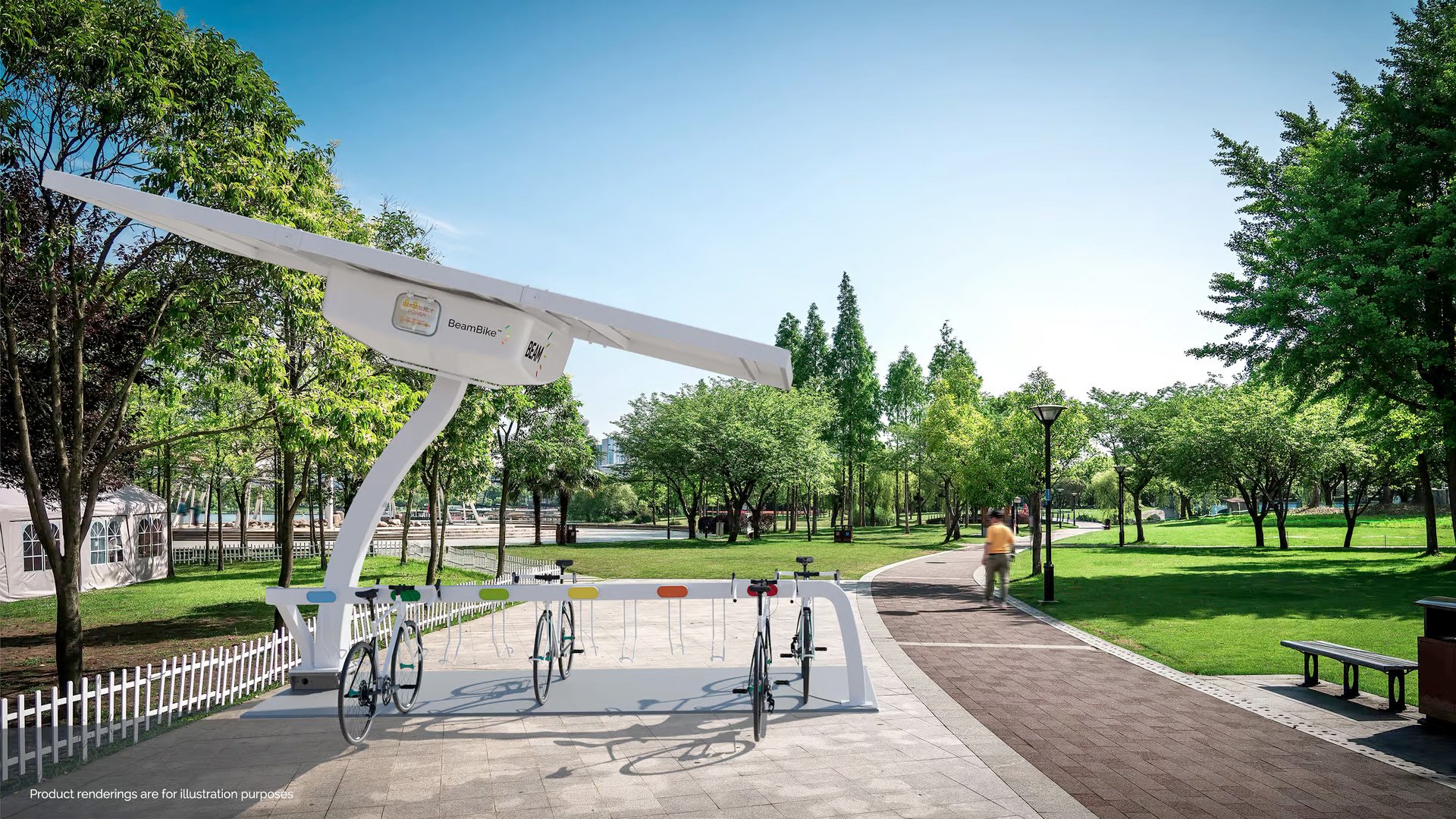 BeamBike Solar-powered eBike Charging Station Panels Battery