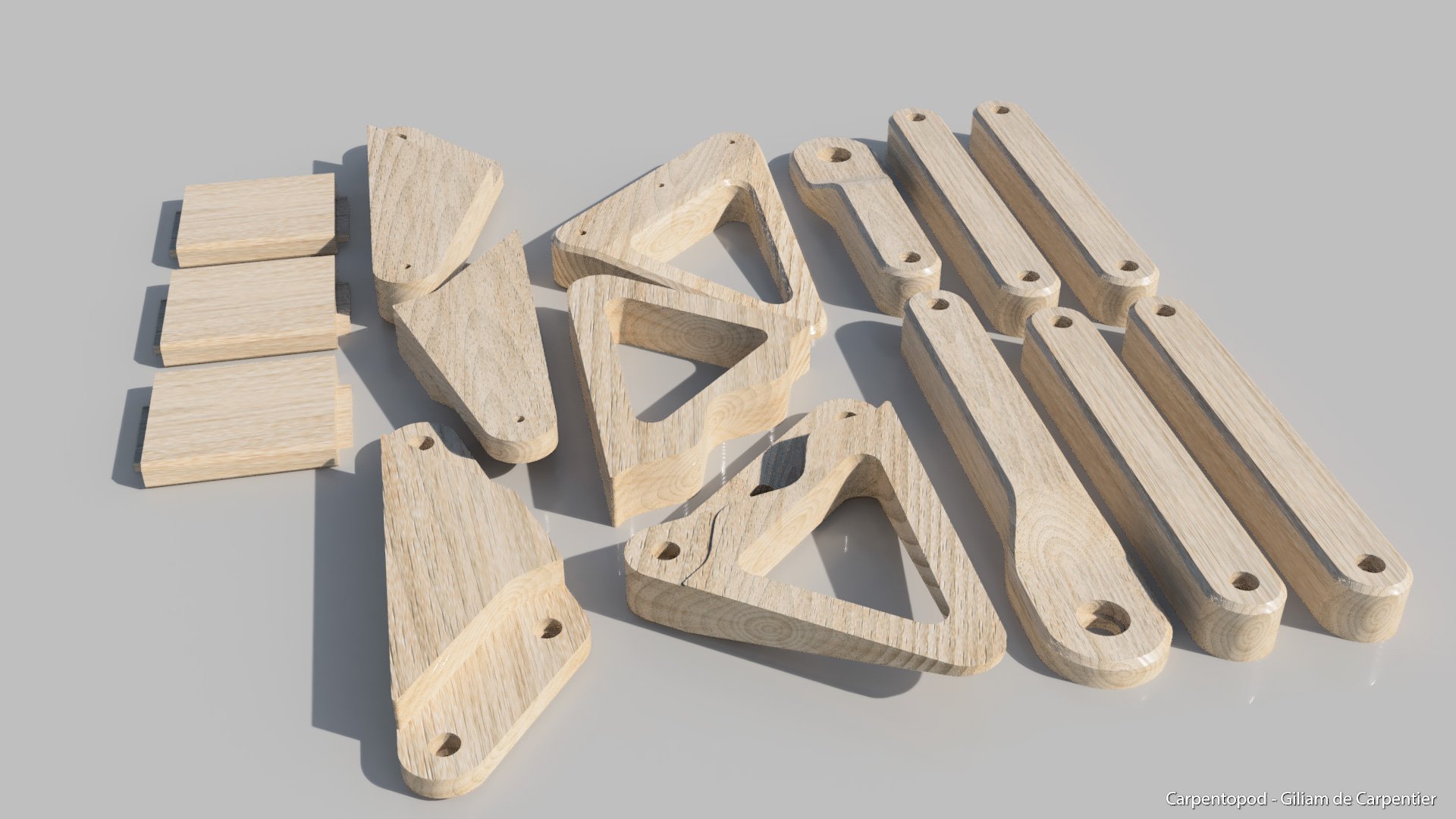 Carpentopod 12-legged Walking Wooden Table Parts