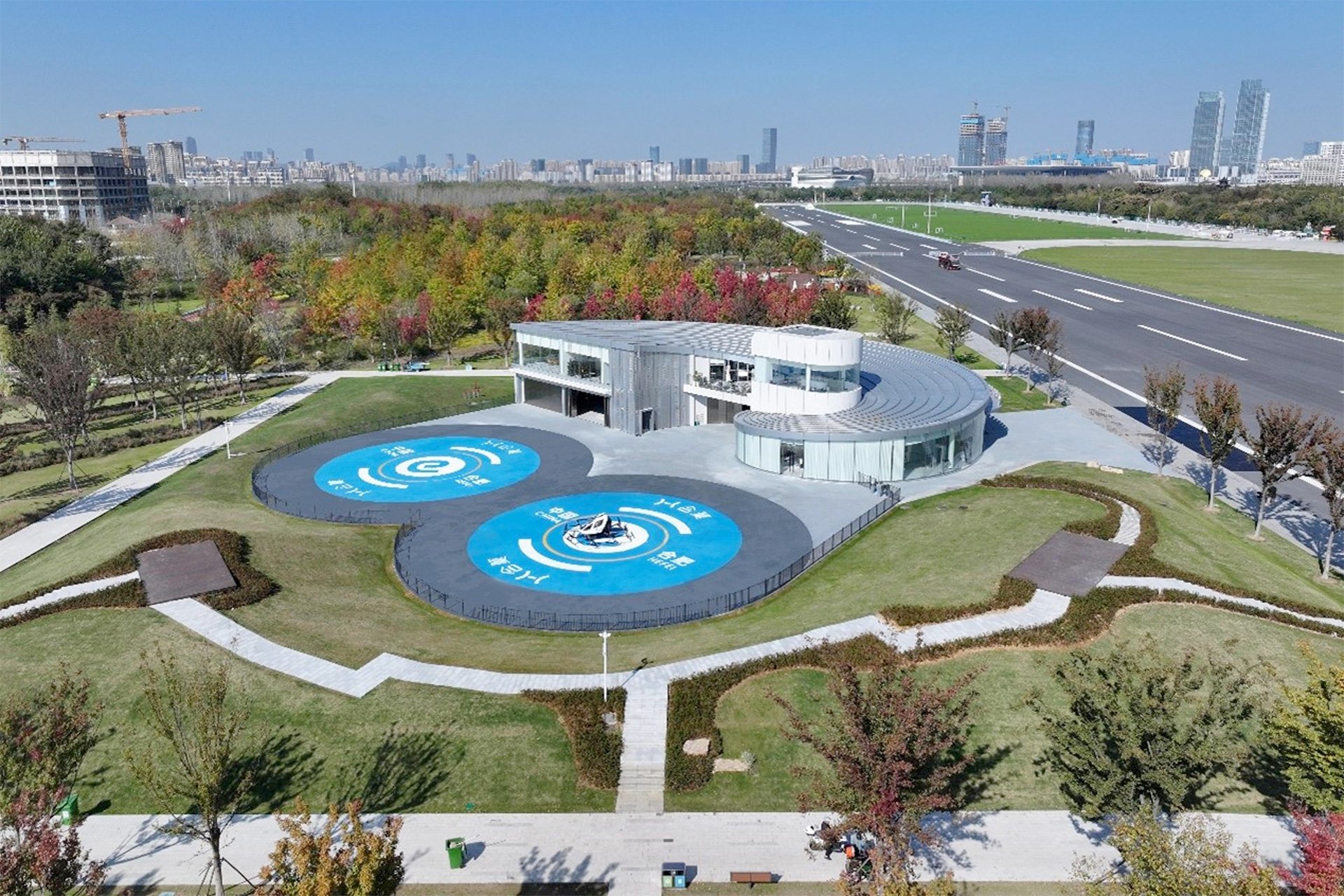 EHang Solid State Battery eVTOL Flight Test Vertiport