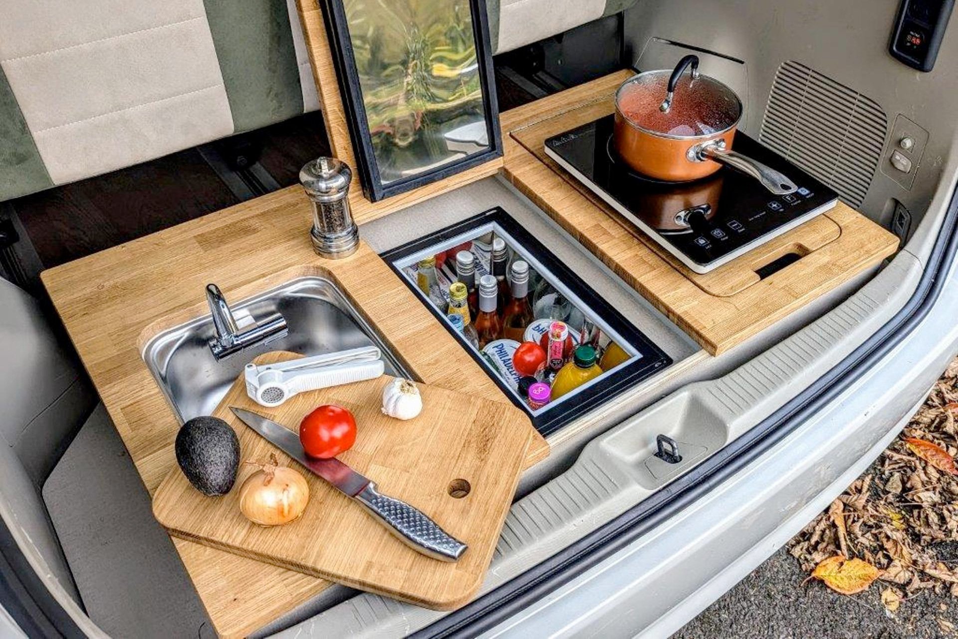 Toyota Prius-powered Camper Minivan Rear Kitchen