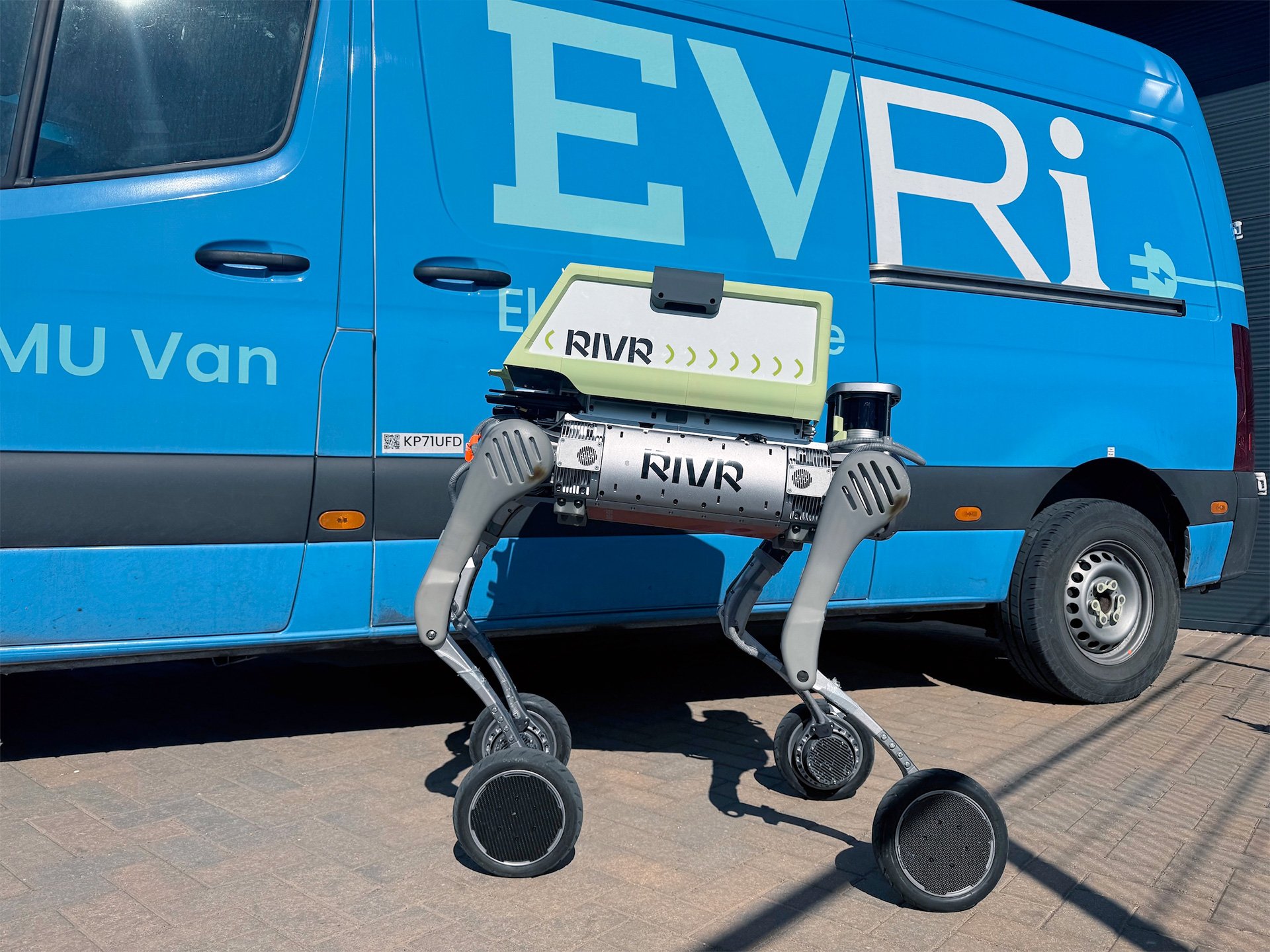 RIVR Evri Wheeled-Legged-Robots Last-100-Yard Delivery