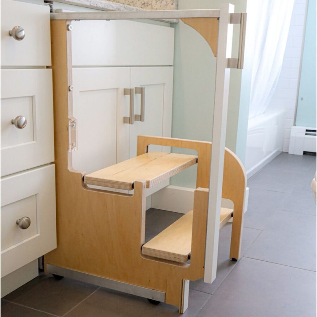 Slef Step Rocker Stool Handy cabinet‑step stool that disappears when not needed
