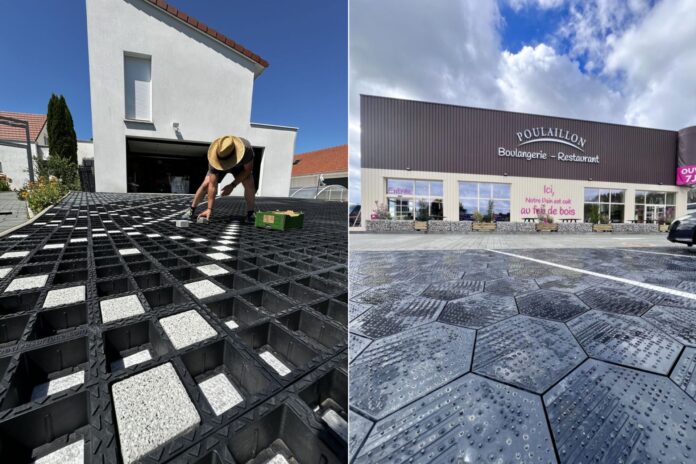 Purple Alternative Surface Recycled Plastic Permeable Paving Tiles