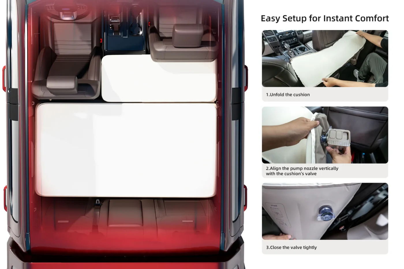 Havnby SnugNest Truck Back-seat Mattress Setup