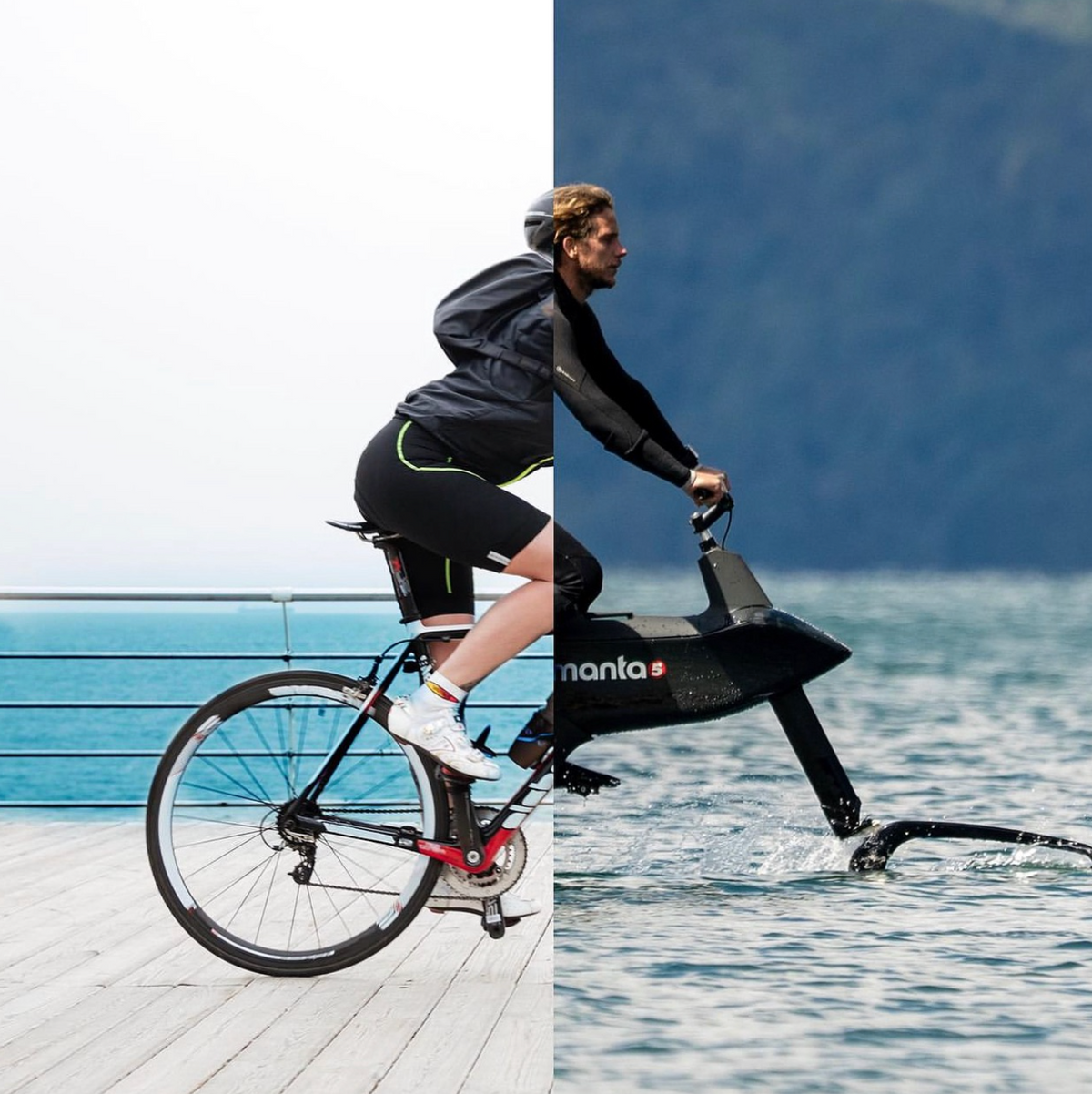 Manta5 Hydrofoiler SL3 Replicates Cycling on Water