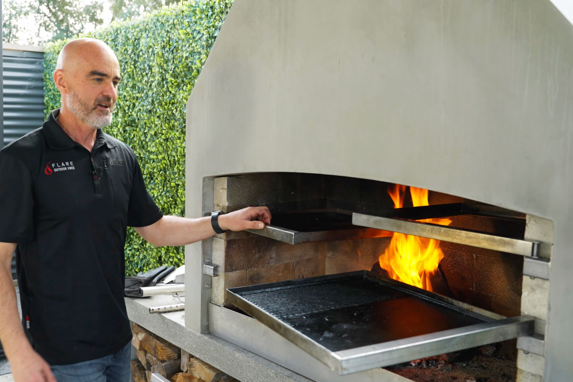 Flare Outdoor Fireplace Grill Interchangeable Cooking Surfaces