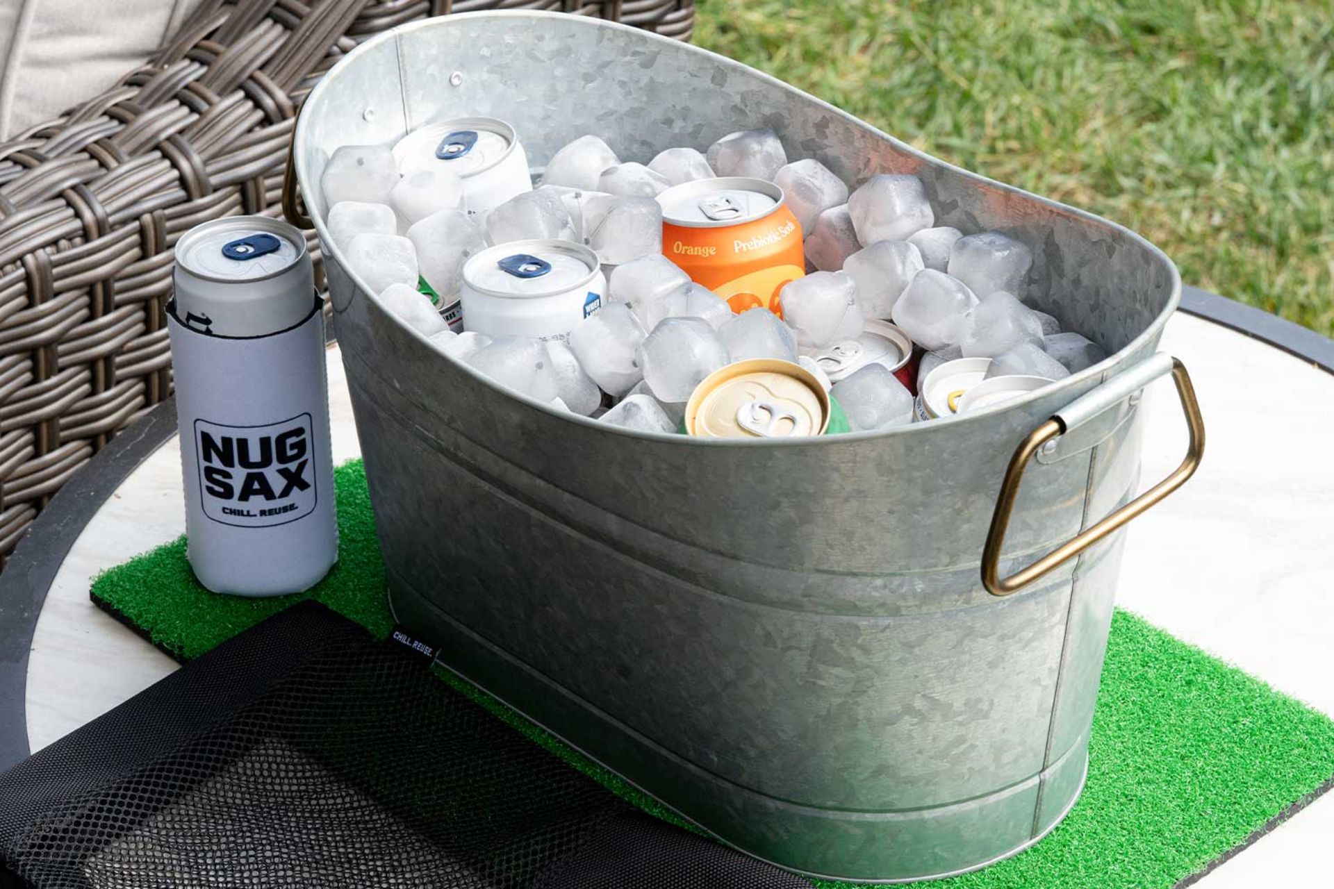 NUGSAX Reusable Ice Poured in Cooler