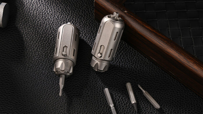 GripNGo Vault titanium EDC multitool with screwdriver bits