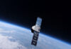 Artist’s rendering of the Kreios Space air-breathing electric propulsion satellite above Earth