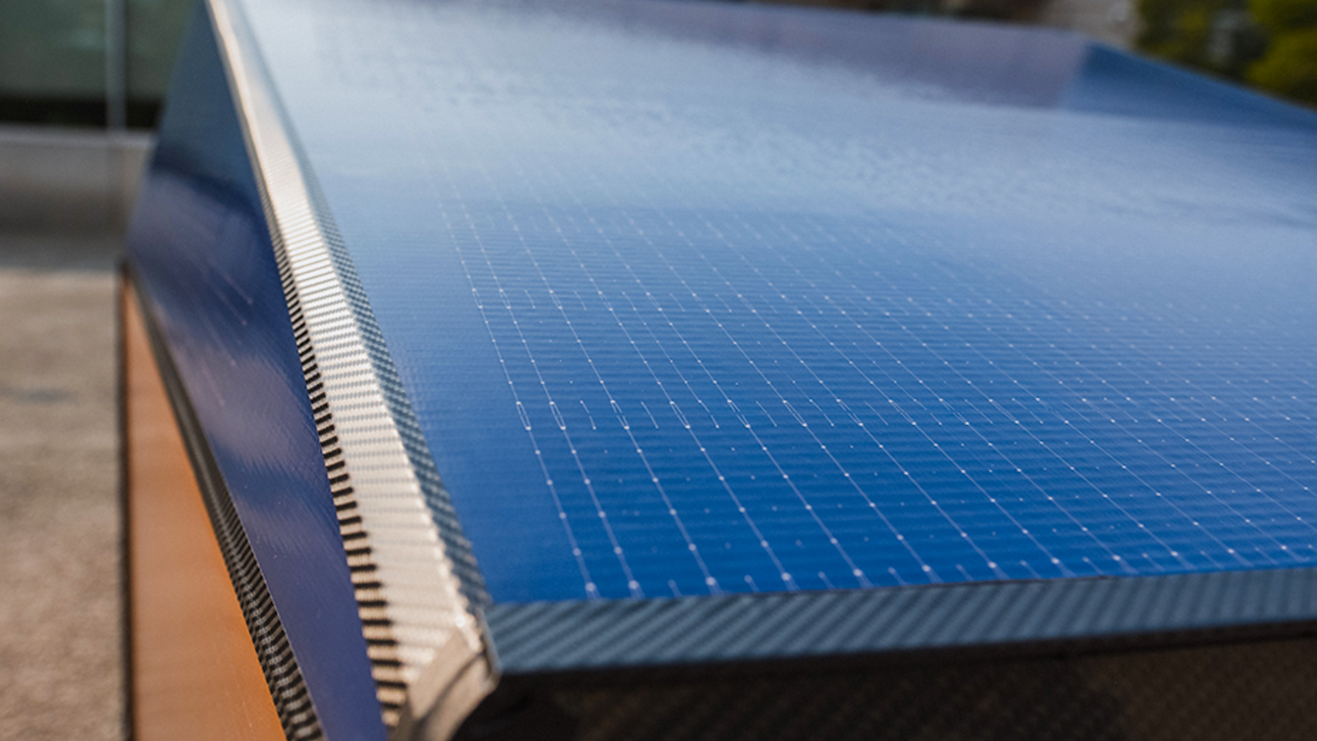 Close-up of photovoltaic cells integrated into the Deep Orange 17 electric car