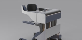 REVIMO Niko independent transfer device with its padded backrest and split seat open