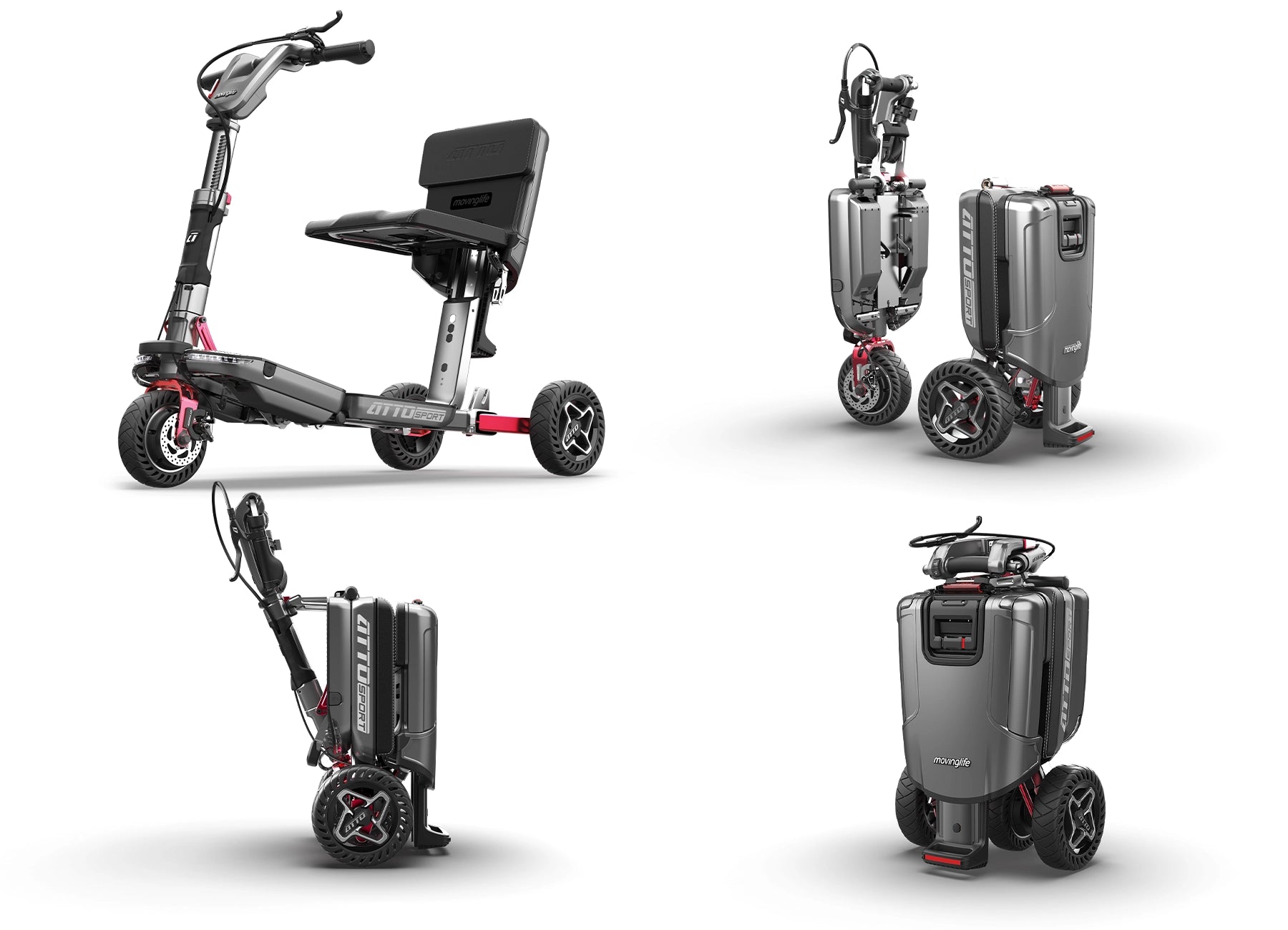 ATTO Sport displayed in drive, split, compact and upright trolley configurations
