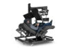 User working in a deeply reclined chair surrounded by the ErgoQuest Zero Gravity Workstation 2c