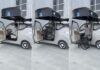 Mingao WS3A rooftop wheelchair carrier extended beside a car