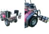 Two views of the Sheep School three-reel electric-fencing system mounted on an ATV