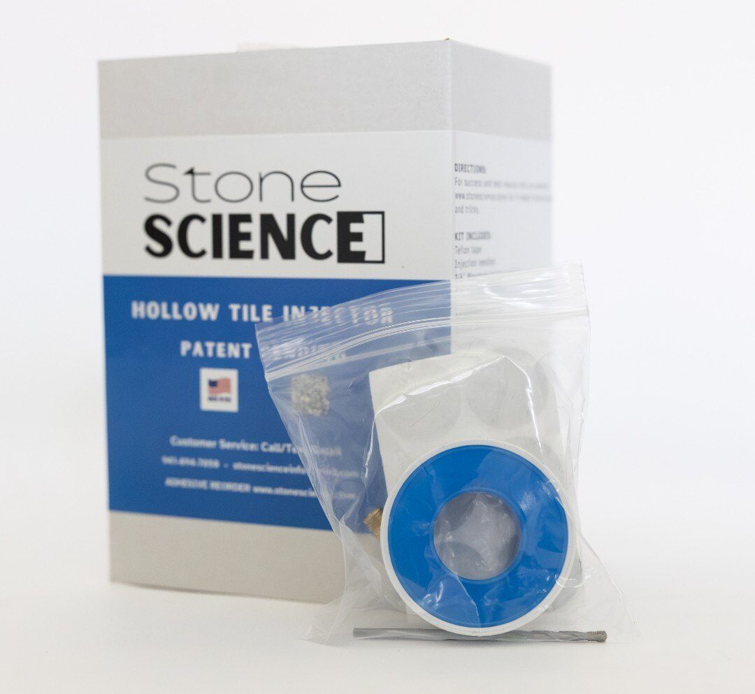 StoneScience flooring injection tool kit with accessories and masonry drill bit