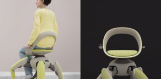 Toyota walk me robotic mobility chair carrying a user up steps