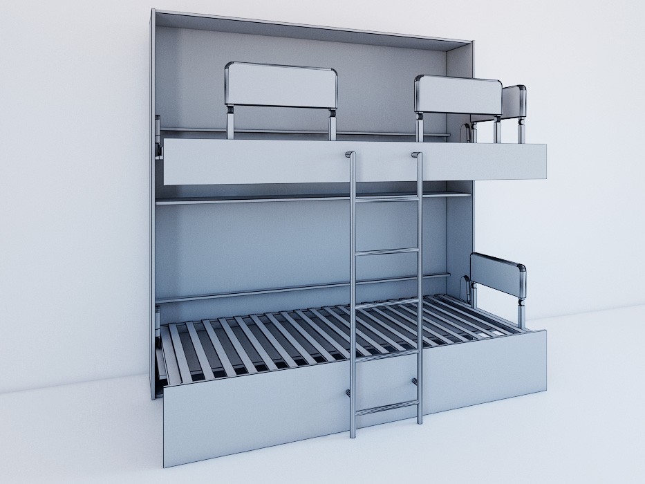 OPTIMA MULTI bunk bed midway through folding into its wall cabinet
